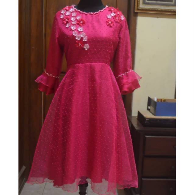 FREE HIJAB RANDOM - DOTTY DRESS PESTA ORGANZA DOT PREMIUM