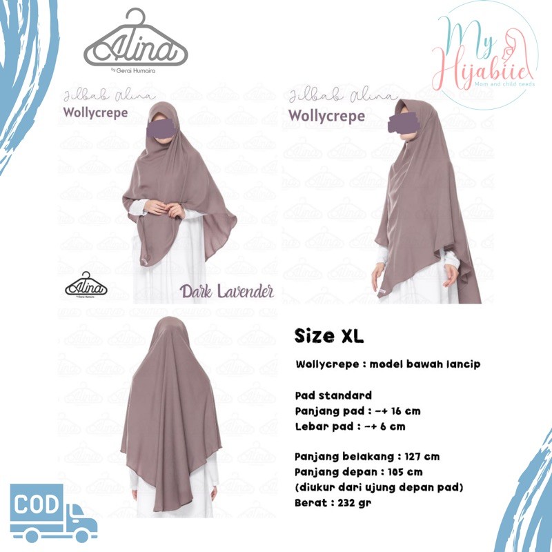 Jilbab Instan Syari Alina - Bergo Syari XL Wolycrepe - Hijab Panjang