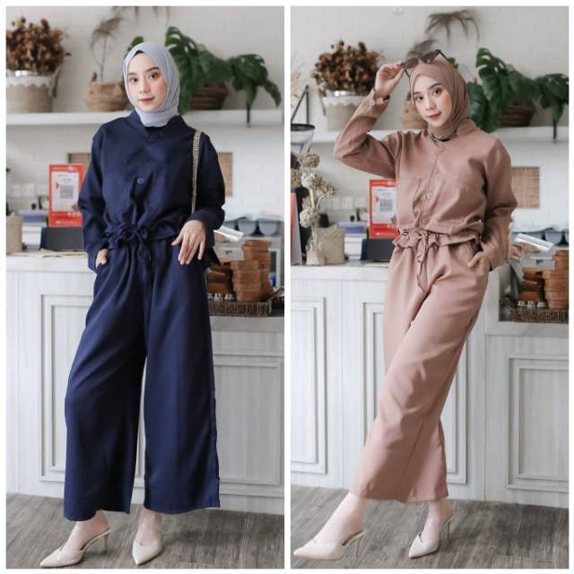 Tara jumpsuit hijab cantik/celana panjang jumpsuit adem wanita/overall pants moscrepe/jumpsuit murah