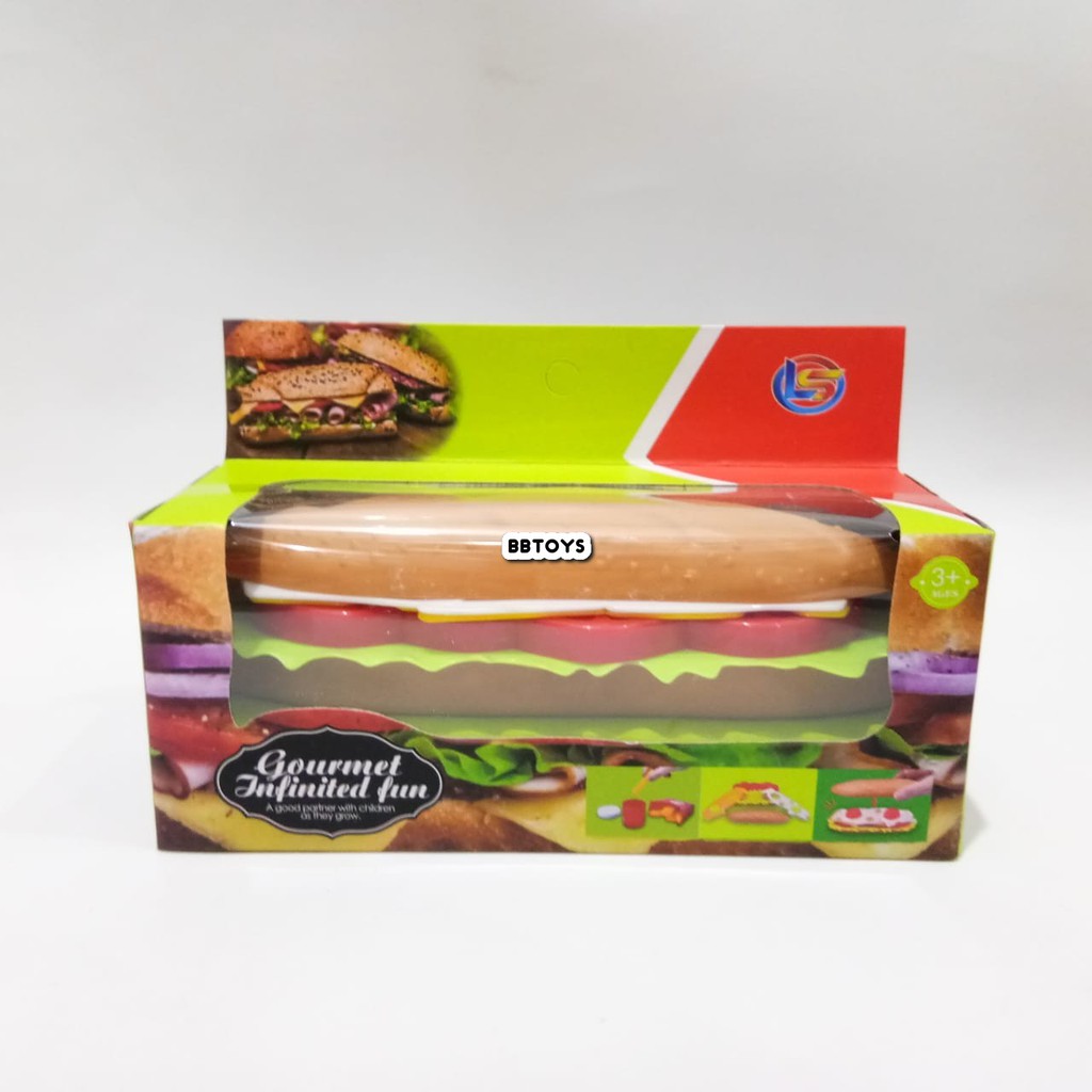 Mainan edukasi Anak susun roti  Sandwich - mainan susun makanan bongkar pasang  Big sandwich Dus Murah - LF11