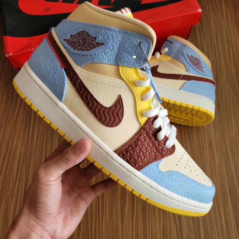 Air Jordan 1 Mid SE Fearless Maison Chateau Rouge || facetasm edison chen blue