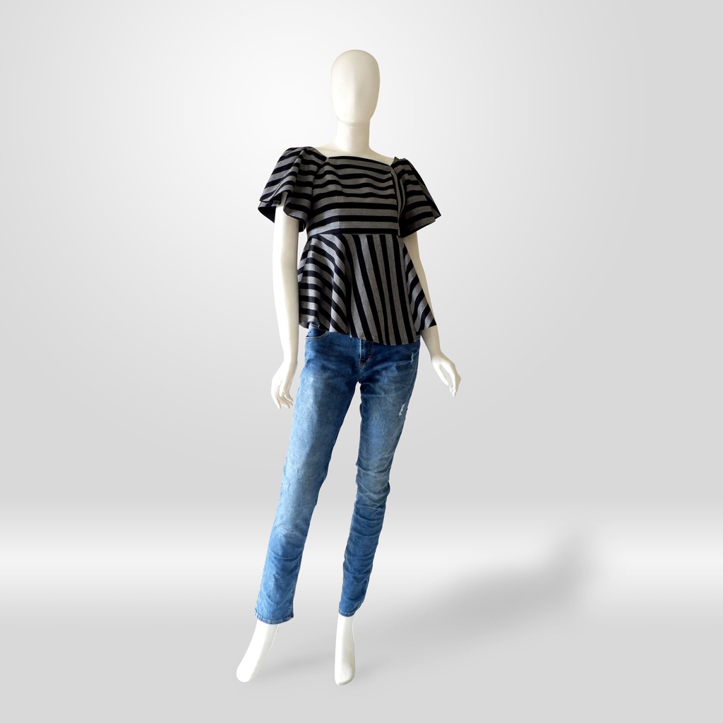 Poppy Dharsono - Blouse Lurik Hitam