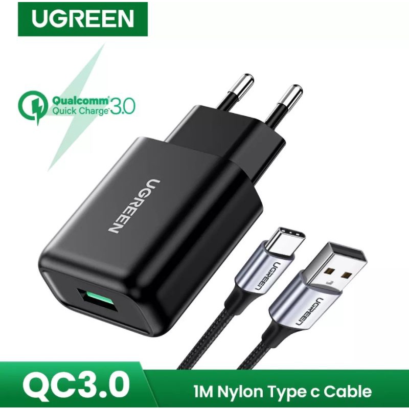 UGREEN 18W CHARGER Quick Charge 3.0 + Kabel Nylon Braided