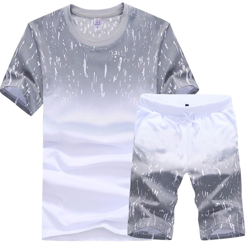 Baju Olah Pria Men's Sport Set Vest Shirt Shorts Set Kaos Round Neck &amp; Celana Pendek Pria TZ1632