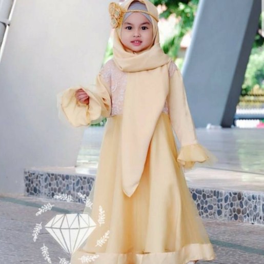 [✅COD] Novi Syari Kids /Gamis Anak Perempuan/Baju Muslim Anak - UMUR USIA 3 4 5 TAHUN/tile bordir Ld