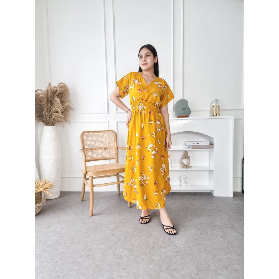 Daster Putri Bali [DPB] Dress Daster Kezia Panjang Motif Farfalla Bunga Bisa COD