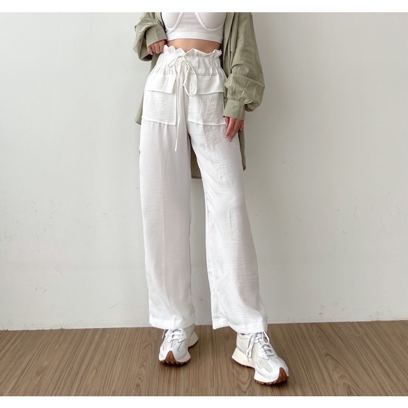 Crinkle cey Double Pocket | Kulot | Loose pants | korean Pants