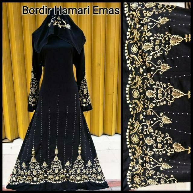 Lidya Abaya bordir hamari plus pasmina Grosir