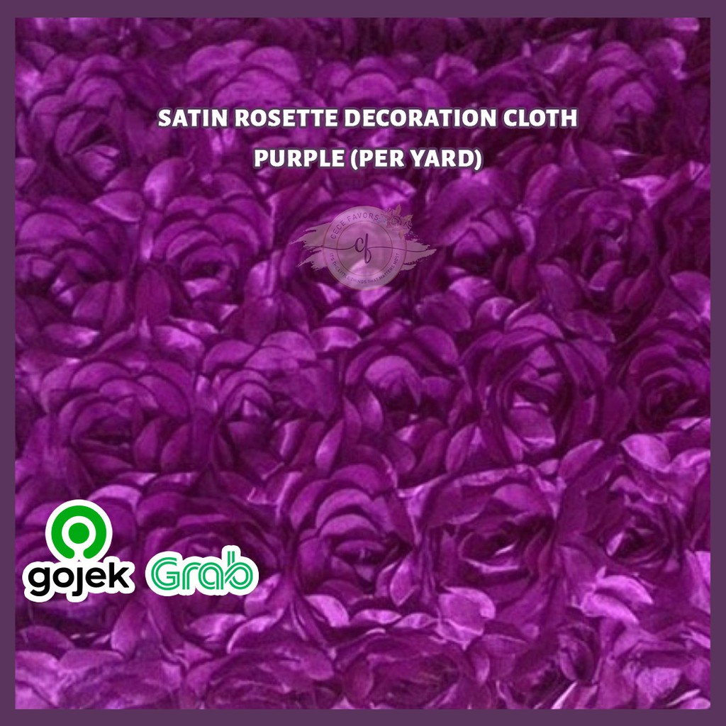 Kain Backdrop Taplak Meja Satin Rosette Decoration Cloth - Purple