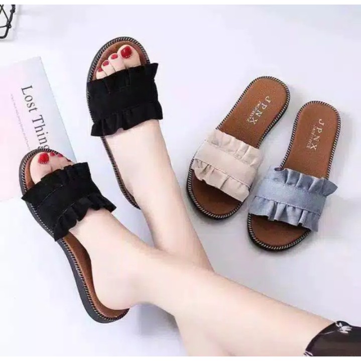 SANDAL WANITA FLAT  KOKOP KERUT