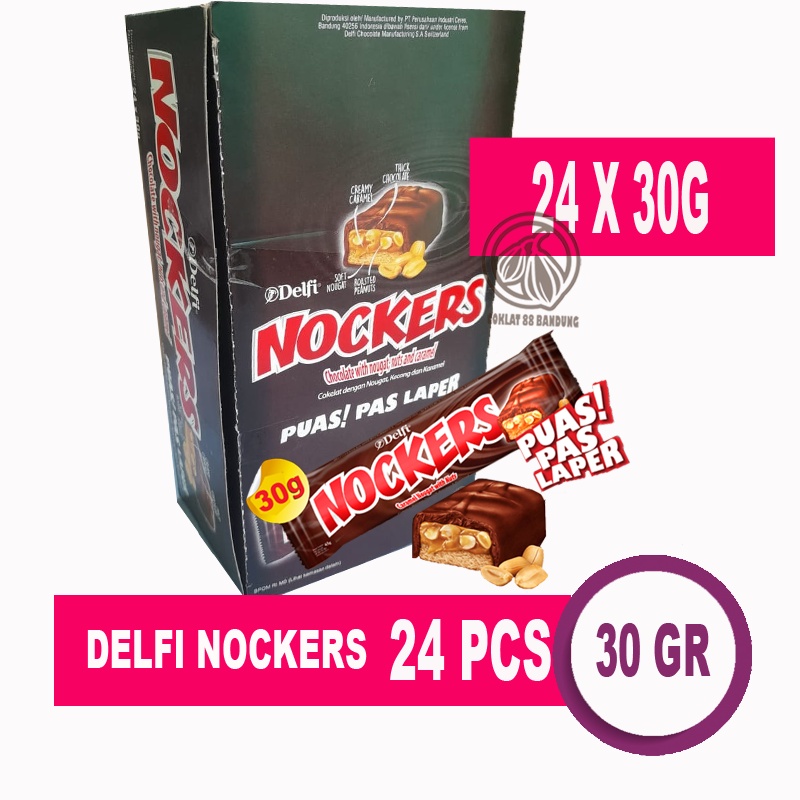 

DELFI NOCKERS 35GR BOX 24 PCS COKLAT, DELFI NOCKER KACANG CARAMEL NOUGAT ISI 24PCS X 35 GRAM