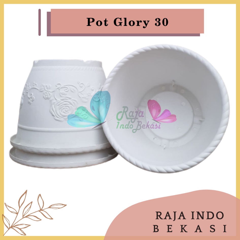 Pot Glory 30 Cm Putih Motif Pot 30 Plastik 30cm Glory Vas Pot Plastik Bunga Putih