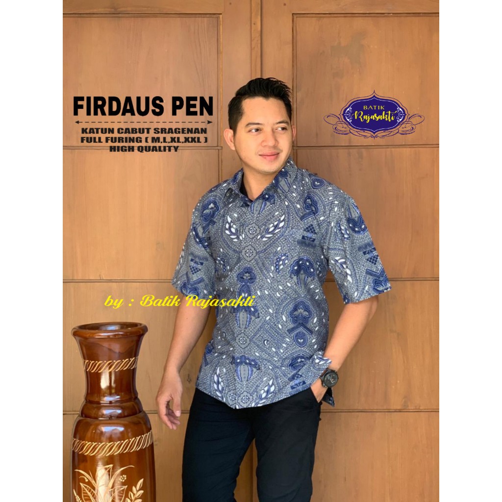 FIRDAUS PENDEK Batik Pria Full Furing Bahan Katun Halus Sragenan