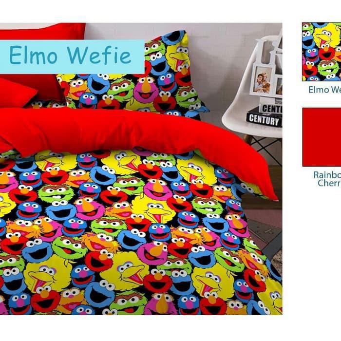 Bed Cover Katun Motif Elmo Sesame Street Single Selimut Bedcover