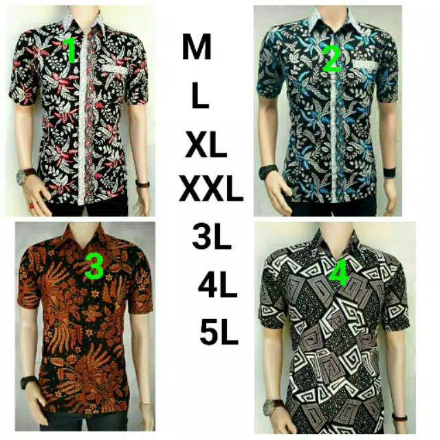 Pabrik Batik Jumbo Hrb026 Kenongo Kemeja Batik Pria Pendek Pekalongan Padi M L Xl Sogan Tulis Halus.