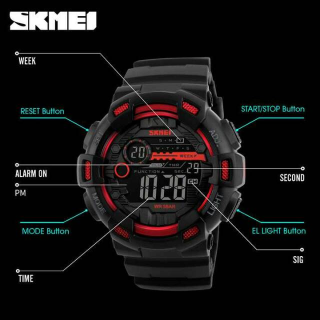 Jam tangan skmei original rubber 1243 box kancing