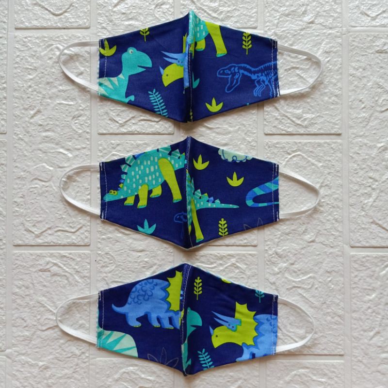 Masker kain katun ANAK cupcake bear dino murah berkualitas 2ply up to 3ply