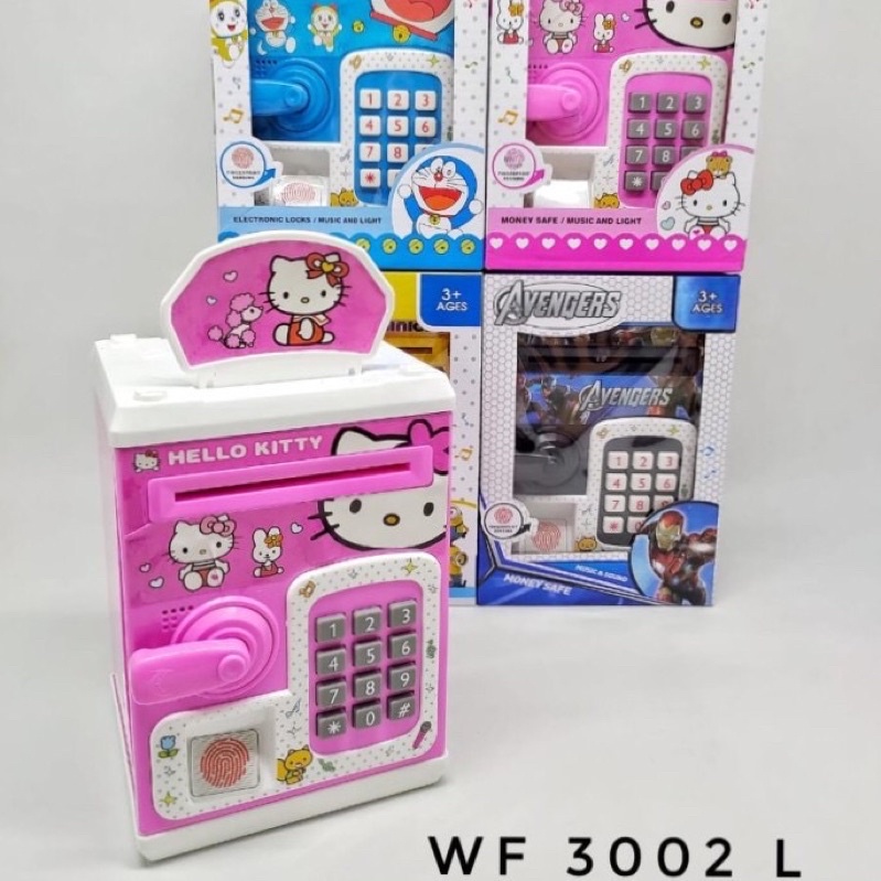 Mainan Celengan HELLO KITTY ATM Brankas Karakter | Mesin Tabung Uang Brangkas Berangkas Sidik Jari