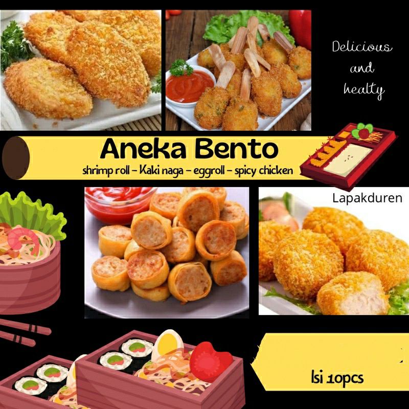 

Egg Roll isi 3 Lonjor - Spicy Chicken isi 10 - Shimp Roll isi 10 - Kaki Naga isi 10 - Bernardi paket burger isi 20