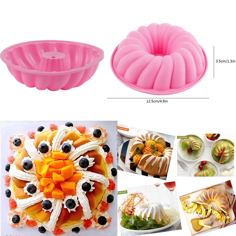 Baki Cetakan Adonan Kue Muffin Cokelat Pizza Pastry Bahan Silikon, Warna Acak