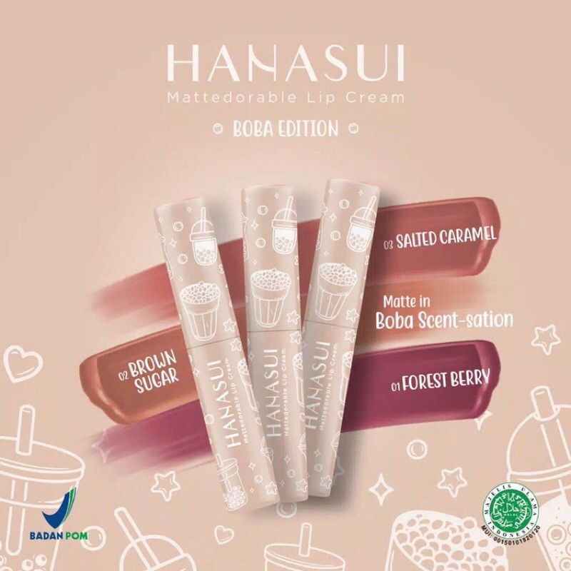 HANASUI Lipcream Boba Edition/ Boba Lipcream/ Hanasui Lipcream
