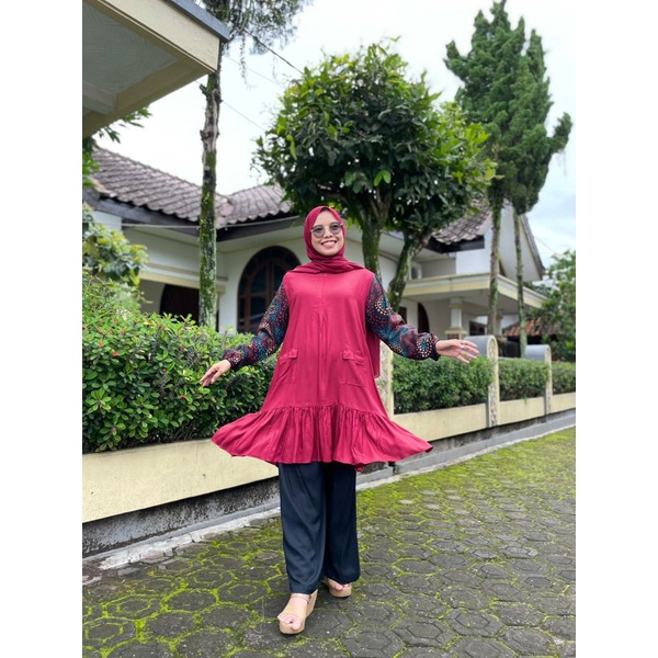 TUNIK RAYON JUMBO TUNIK RAYON BUSUI TUNIK RAYON POLOS KOMBINASI TUNIK RAYON MOTIF BEST SELLER