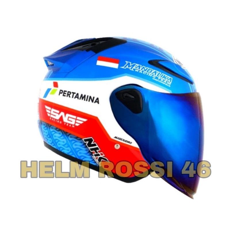 Helm NHK R6 Mandalika Visor Iridium Blue Biru Original Limited Edition