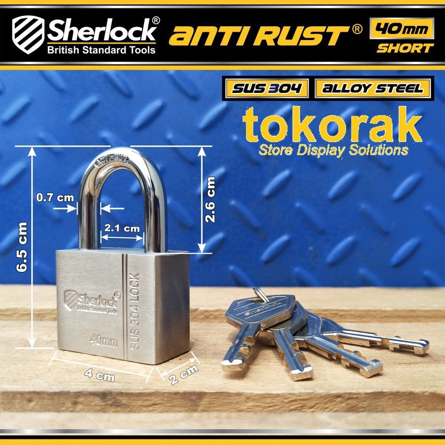 GEMBOK STAINLESS 304 ANTI RUST 40MM PDK SHERLOCK - GEMBOK ANTI KARAT