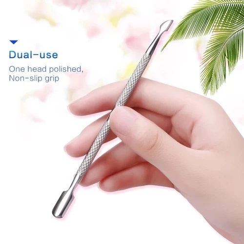 Alat manicure pedicure cuticle pusher perawatan pembersih kuku pendorong kutikula kulit mati dual end pusher nail gel polish remover meni pedi bahan stainless steel