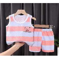 ( zwq ) TL001-007 Setelan Anak 0-6 Tahun Setelan Bayi Piyama Baju Tanpa Lengan + Celana Pendek