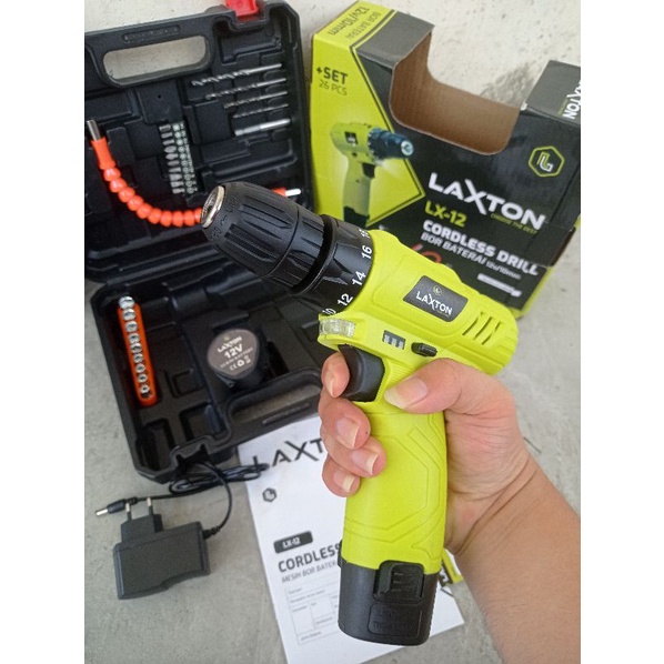 MESIN BOR BATERAI 12VOLT 10MM LAXTON