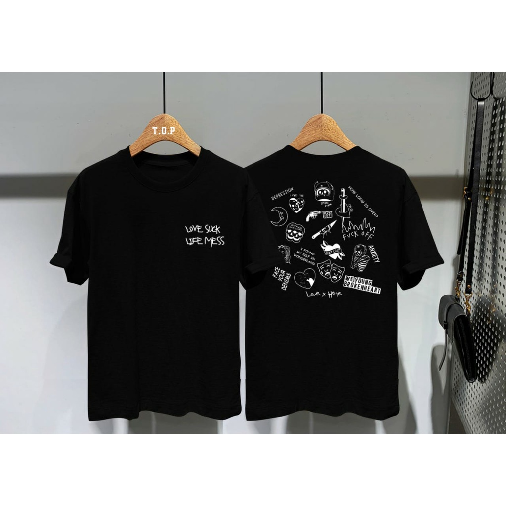 (COD) - kaos murah baju distro tshirt pria wanita kaos combed 30s kaos atasan motif LOVE Suck