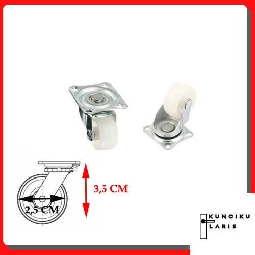 Roda Nylon 1 Inch Roda Plastik 1" Nilon Roda Troli Roda Trolley Koper