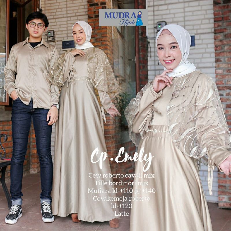 Couple Suami Istri Cp.Emely By Mudra Hijab Set Couple Gamis Tile Roberto Cavali