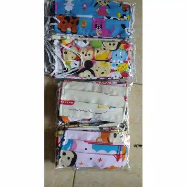 Masker Kain Anak 2 Lapis + Selipan Tissue Lapisan Dalam Anti Air