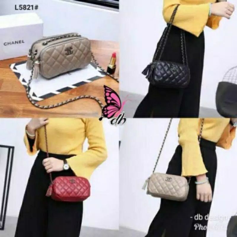 Tas Channell kotak cc jait jait selempang rante