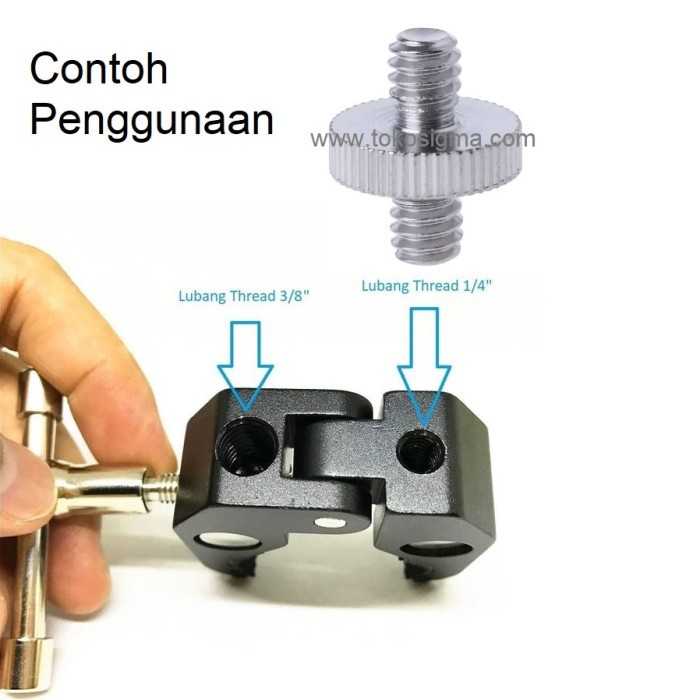 Skrup 1/4 to 1/4 male screw Adapter Thread Sekrup Kamera Foto Studio