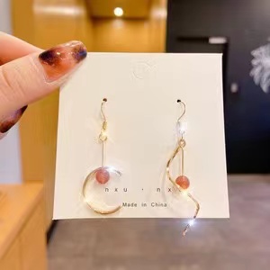 (Hello Girl)E04 Anting Tusuk Wanita Korea Permata Mutiara Import