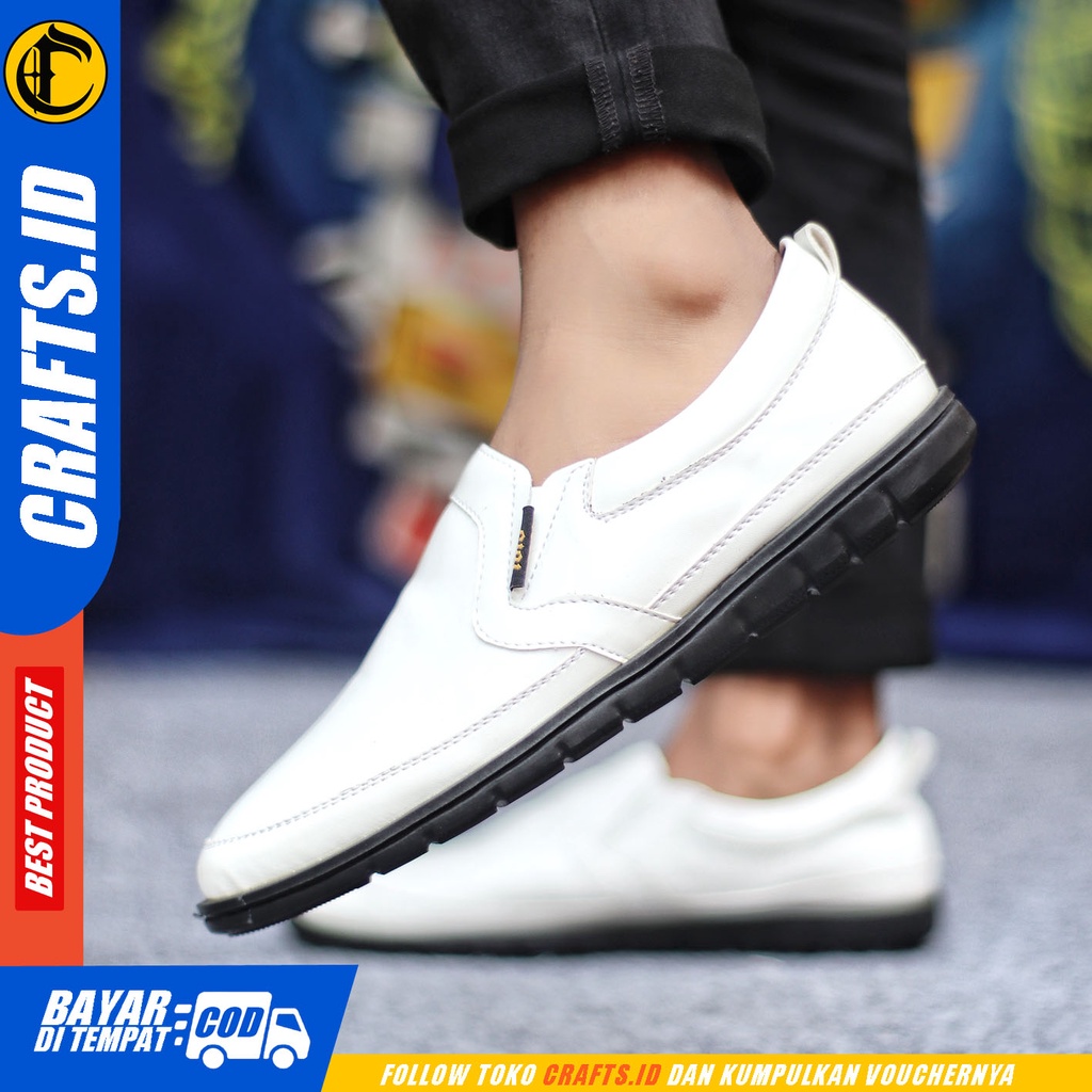 Sepatu Casual Pria Sepatu Slip On Pria Formal Kulit Pu Sepatu Pantofel Kerja Kantor Kuliah Kondangan Sepatu Slop Pria Sepatu Hitam Pria CRAFTS HAIJIN