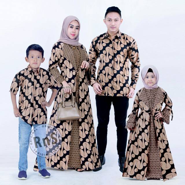 BISA COD / Best Seller Couple Gamis Kerah Jazz dan Kemeja Lengan Panjang Motif Sogan