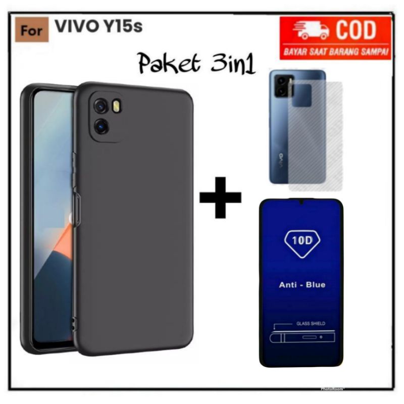 PAKET 3IN1 Case Vivo Y15s Y21 Y21A Y21T Y21S Y33S Y33t Y01 Soft Case Slime matte Premium Protect Camera