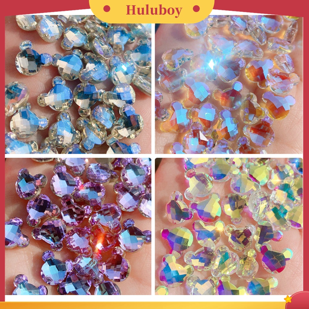 Huluboy Huluboy♡ 5pcs Glitter Berlian Imitasi Multi Sisi Untuk Dekorasi Nail Art