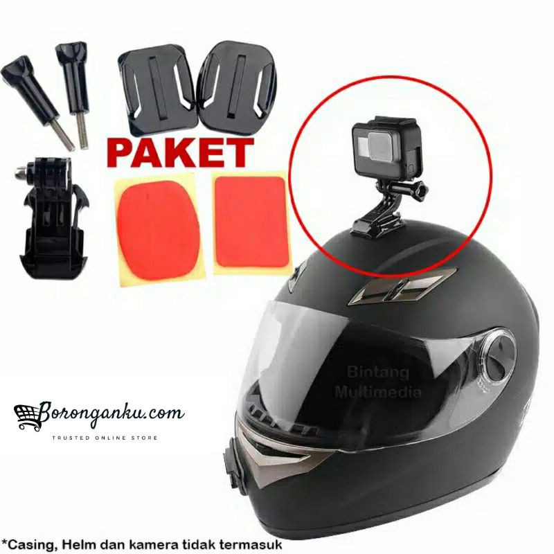 MOUNTING HELMET HELM DEPAN  UNTUK KAMERA CAMERA XIAOMI YI GOPRO HERO VLOG MOTOVLOG