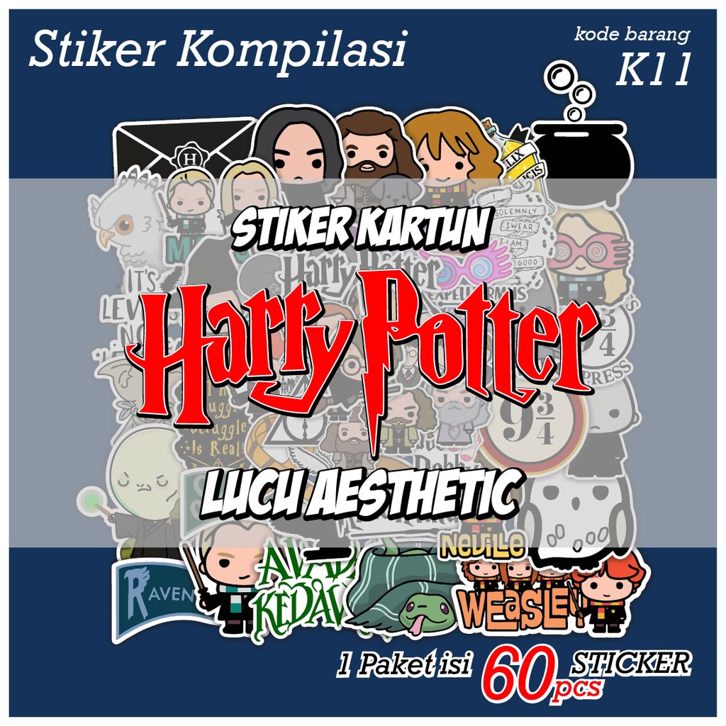 60 PCS STICKER KARTUN HARRY POTTER LUCU AESTHETIC - STIKER ANTI AIR UNTUK CASE TUMBLER LAPTOP KOPER HP SCRAPBOOK - K11