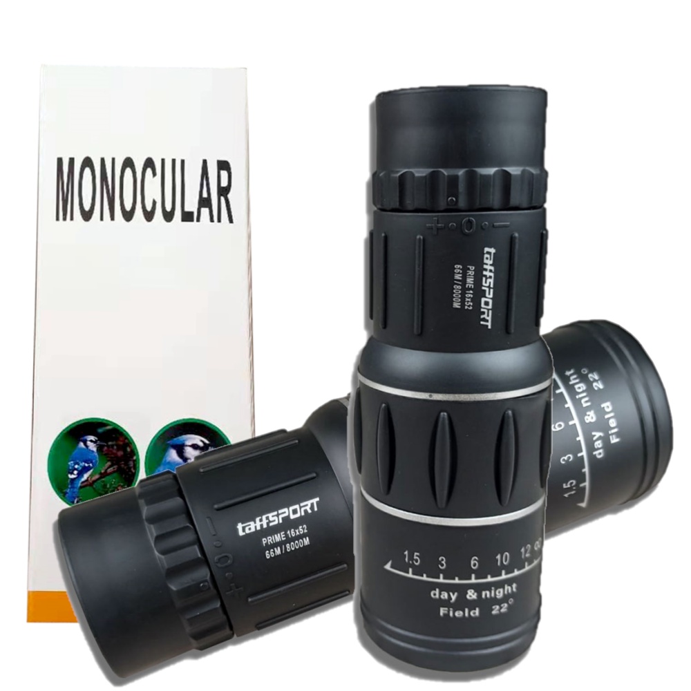 TaffSPORT Prime Teropong Monokular Focus and Zoom Lens Adjustable Telescope 66M/8000M - 16x52 - Black
