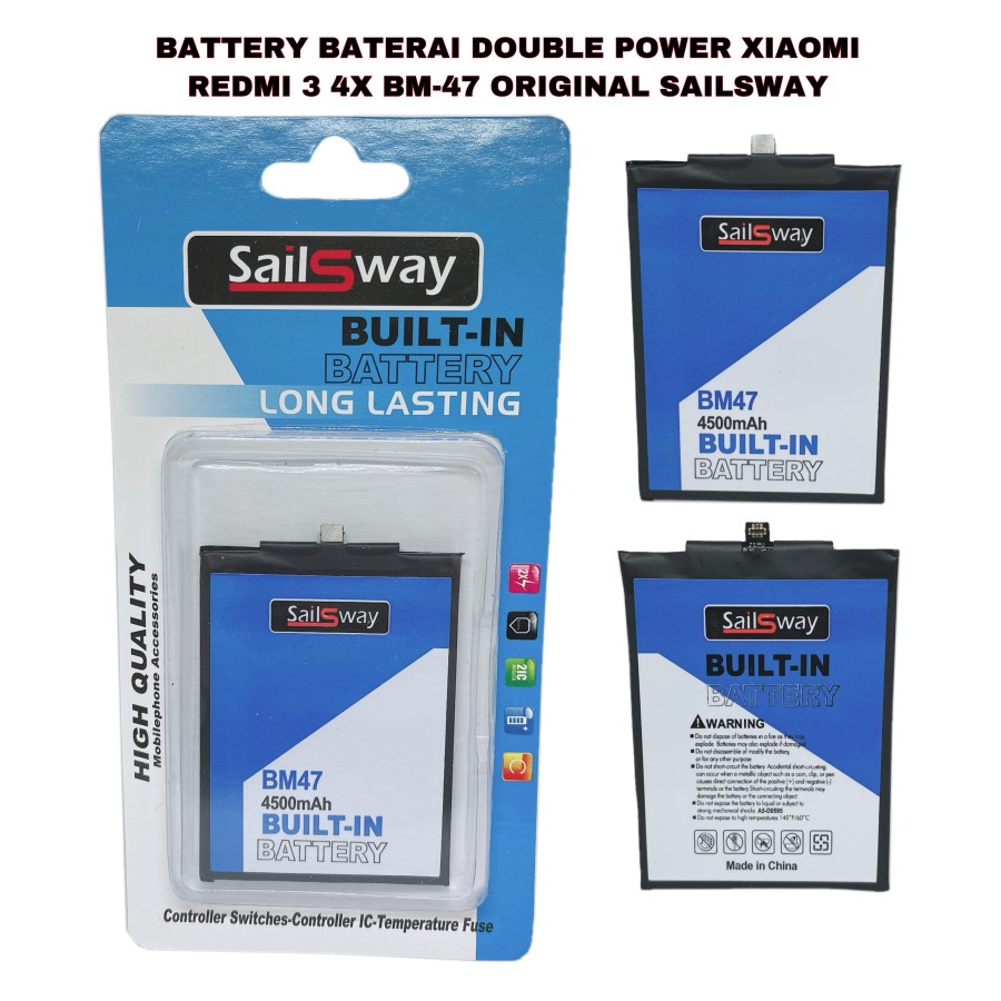 BATTERY BATRE BATERAI DOUBLE POWER XIAOMI REDMI 3 4X BM-47 BM47 ORIGINAL SAILSWAY