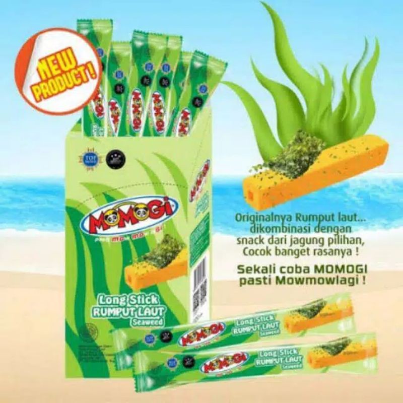 MOMOGI LONG STICK RUMPUT LAUT SEAWEED ISI 10 SNACK ENAK