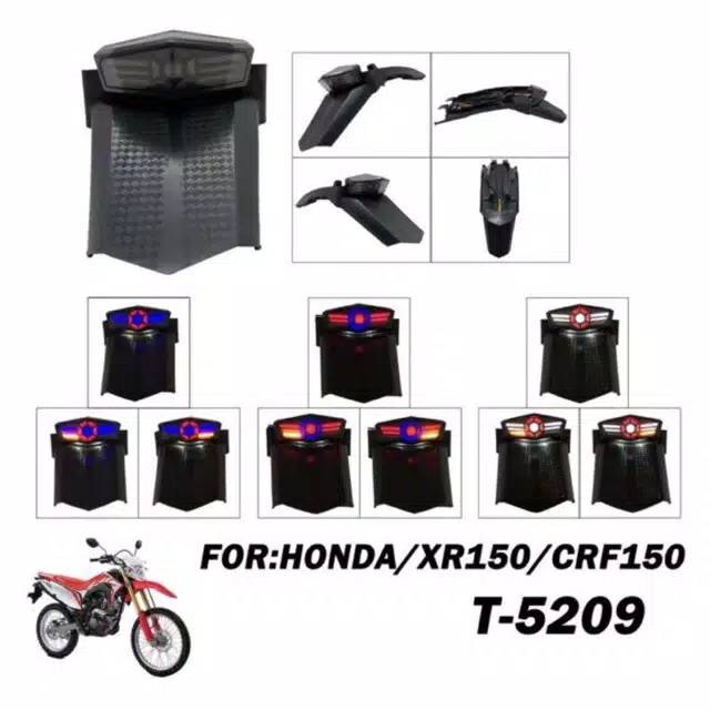 Spakbor belakang honda XR150 - CRF150 plus lampu stop led sen led projie transformer