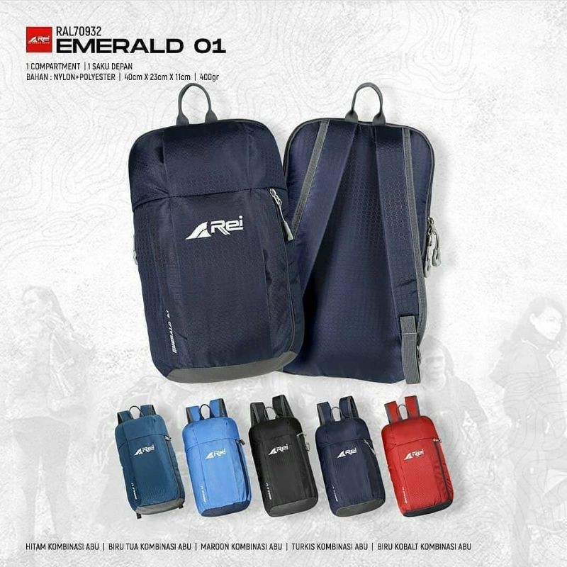 Tas Daypack 10L REI AREI EMERALD 01 RANSEL 10L + RAIN COVER