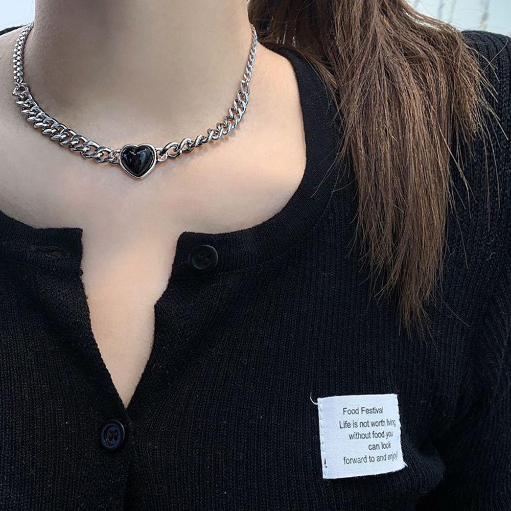 Mxbeauty Kalung Wanita Vintage Sederhana Hati Punk Keren Choker Gaya Korea Necklace